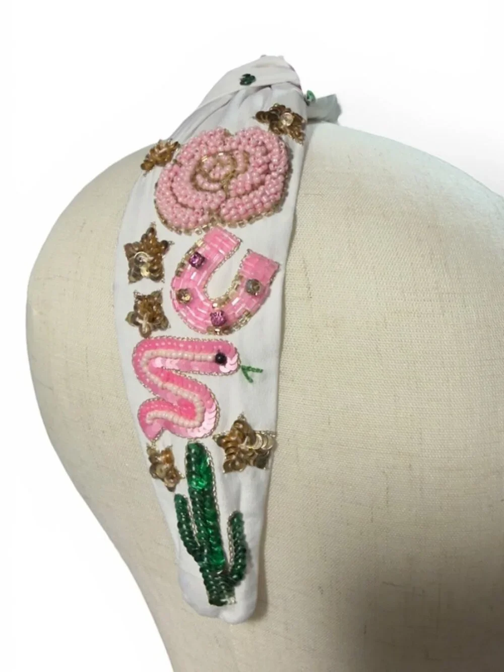 Derby Western Rose Beaded Headband New